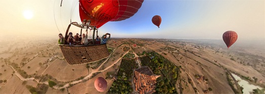 На воздушном шаре над храмами Багана - AirPano.ru • 360 Degree Aerial Panorama • 3D Virtual Tours Around the World