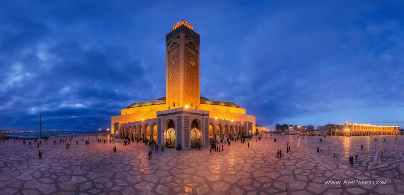 Hassan II Mosque at night 