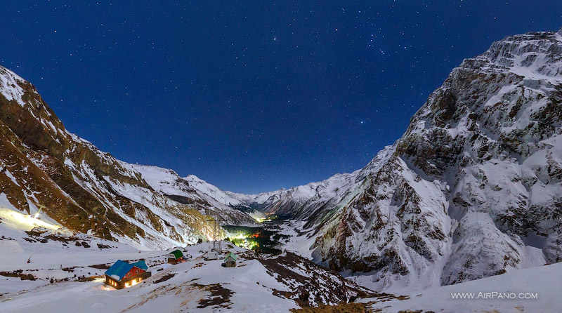 Starry sky over mount Elbrus