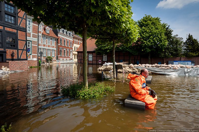 Flooding in the town of Lauenburg, Germany