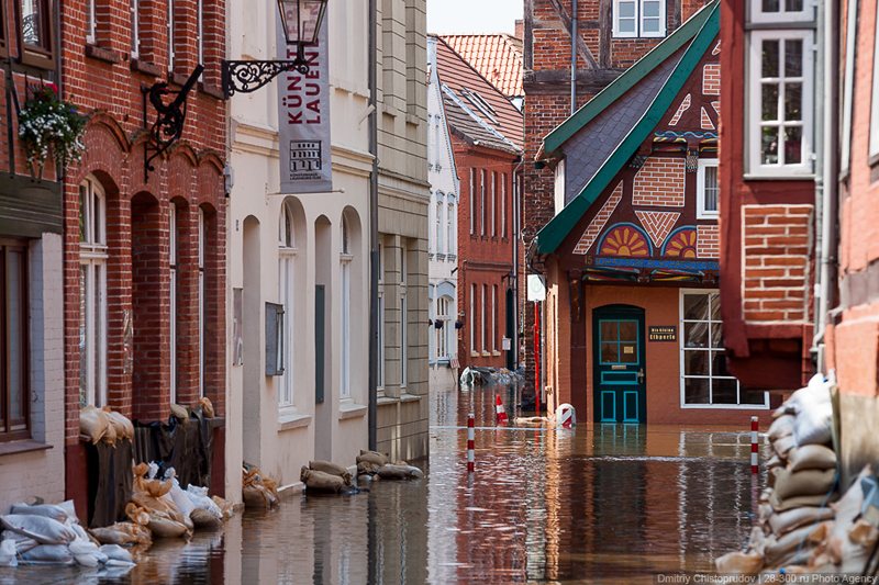 Flooding in the town of Lauenburg, Germany