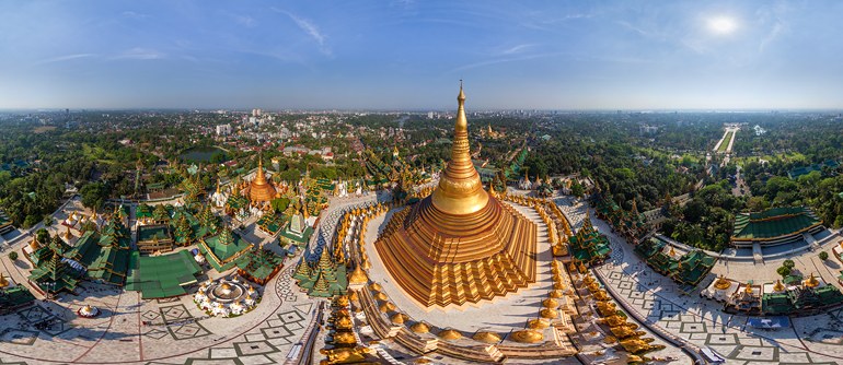 Shwedagon Pagoda, Myanmar - AirPano.com • 360° Aerial Panoramas • 360° Virtual Tours Around the World