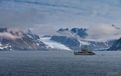 Boat, Glaciers and Mountains