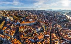 Above the historical center of Porto