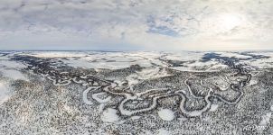 Bird’s eye view of winter landscapes of Yamal