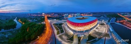 Панорама стадиона «Мордовия Арена» ночью, Саранск