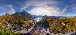 Germany, Lake Apsee and Neuschwanstein Castle