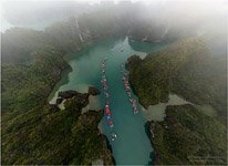Cong Dam village from height 100 meters. Halong Bay, Vietnam