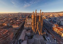 Barcelona, Spain. Sargrada Familia in the evening