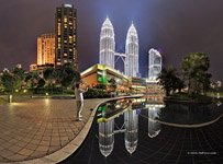 Back side Petronas. Towers reflections