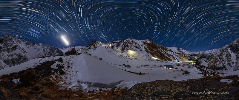 Starry sky over mount Elbrus