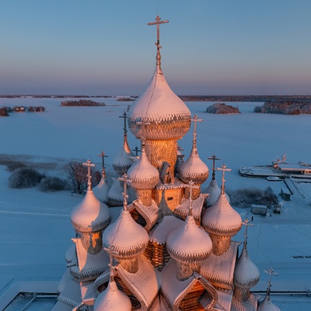 Кижи зимой. Карелия, Россия 