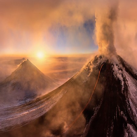 Извержение вулкана Ключевская Сопка, Камчатка, 2015