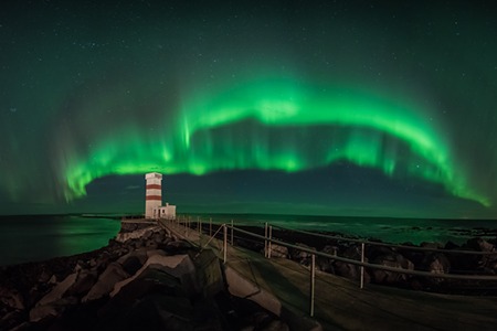 Northern lights in Iceland. 360 video in 12K