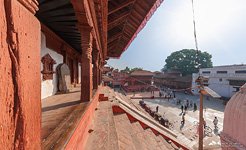 On the stairs of Maju Deval Pagoda