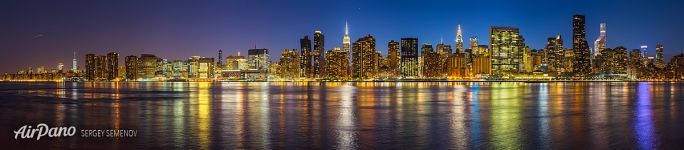 Панорама ночного Нью-Йорка