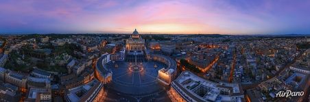 Ватикан, площадь и собор Святого Петра в сумерках