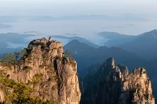 Каменная обезьяна вглядывается в море облаков Каменная обезьяна вглядывается в море облаков