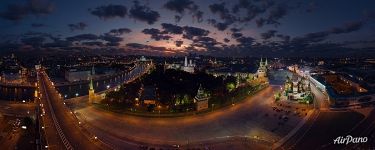 Панорама Красной площади ночью, Москва