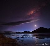 Озеро Лагуна-Колорадо ночью, Боливия Озеро Лагуна-Колорадо ночью, Боливия