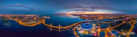 Панорама стадиона «Санкт-Петербург» ночью Панорама стадиона «Санкт-Петербург» ночью