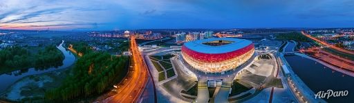 Panorama of Mordovia Arena at night, Saransk
