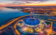 Стадион «Санкт-Петербург» ночью Стадион «Санкт-Петербург» ночью