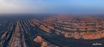 Aerial view on yardangs