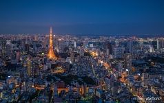 Телевизионная башня Токио ночью