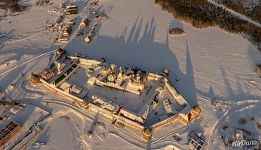 Зимний Соловецкий монастырь с высоты