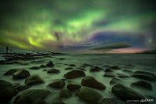 Баренцево море. Северное сияние Баренцево море. Северное сияние