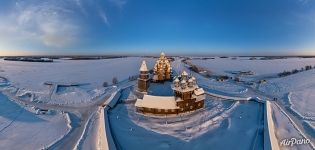 Панорама Кижей зимой