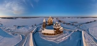 Панорама Кижей зимой Панорама Кижей зимой