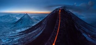 Lava river. Volcano Klyuchevskaya Sopka. Kamchatka, Russia, 2015