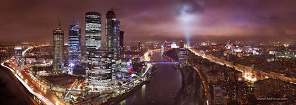 Комплекс «Москва-Сити» ночью