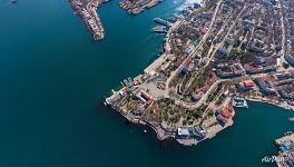 City view from the altitude of 350 meters