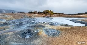 Грязевые вулканчики. Панорама